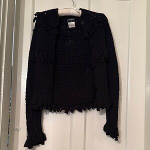 CHANEL Black Silk Cardigan Sweater